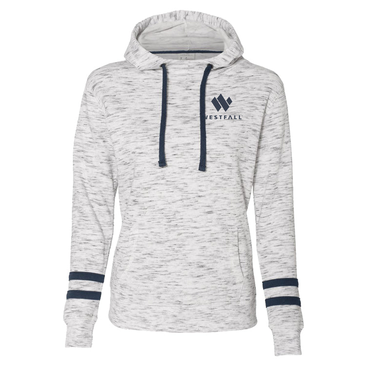 Women’s Mélange Fleece Striped-Sleeve Hooded Sweatshirt