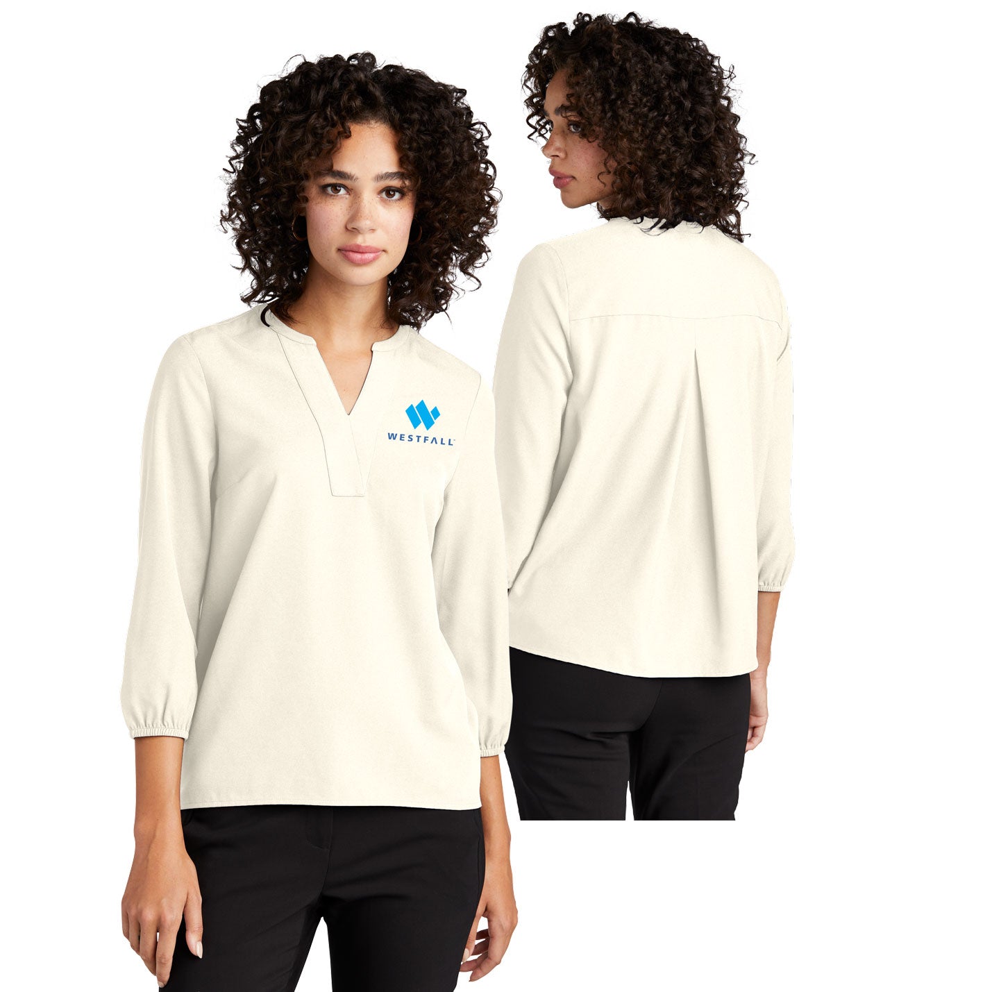 Mercer+Mettle Women's Stretch Crepe 3/4-Sleeve Blouse