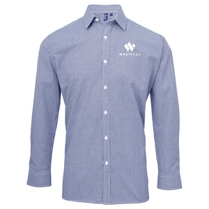 Men's Microcheck Gingham Long-Sleeve Cotton Shirt